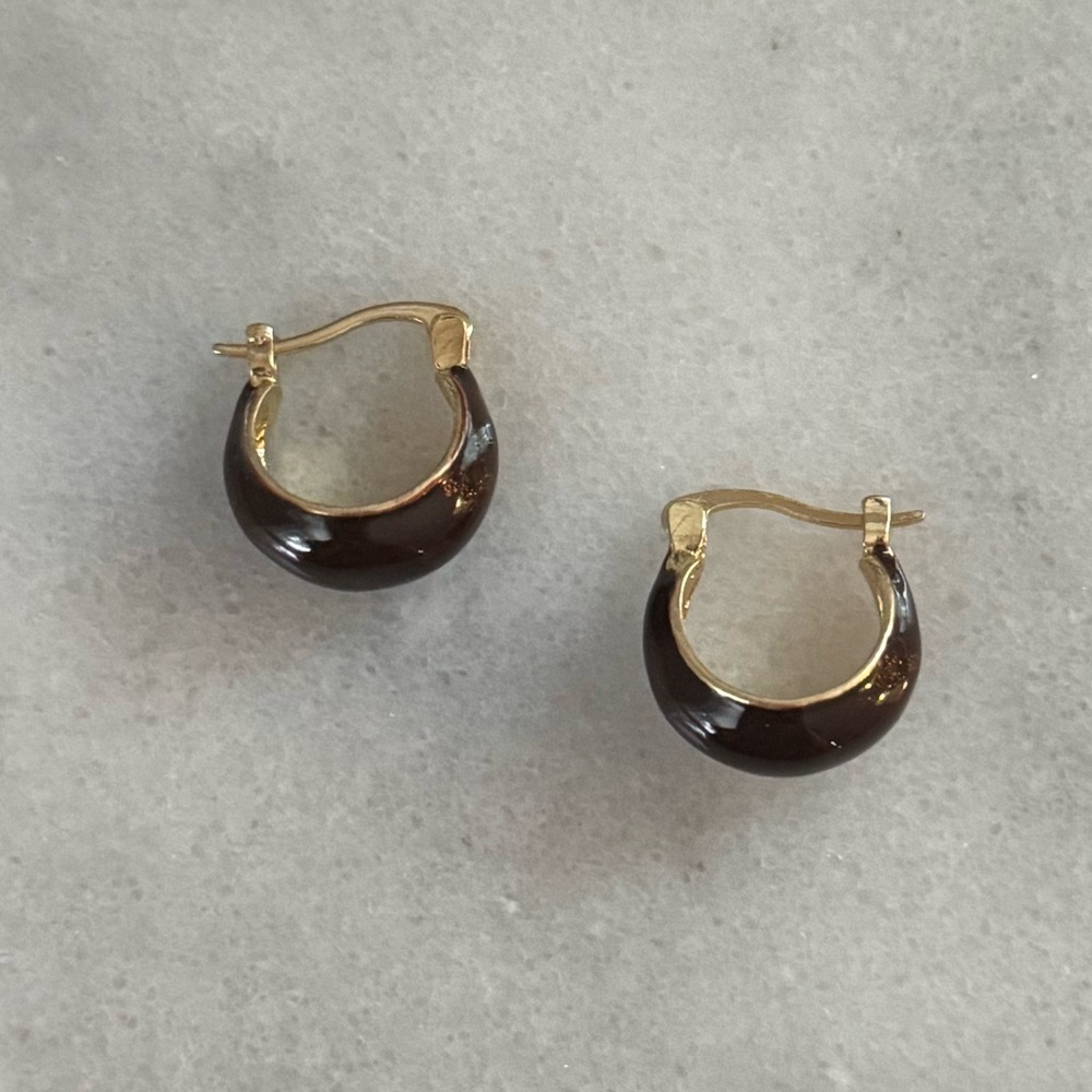 Vintage Style Chocolate Thick Gold Hoop Earrings 

Brand New